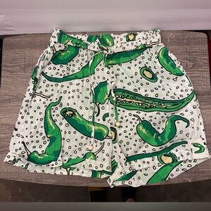 Vibrant Green Patterned Women's Shorts